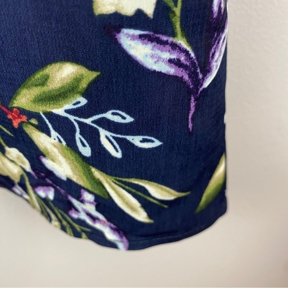 CATHERINE Malandrino Navy Blue Floral Sleeveless Dress Small - Picture 5 of 13